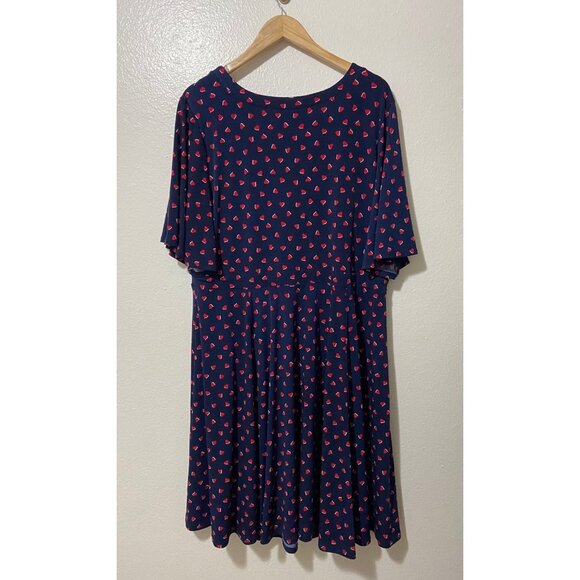 Torrid Women's Navy Blue Heart Midi Flutter Sleeve Dress Size 3x - Picture 2 of 8